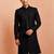 Men black rayon sherwani - sequin embroidery mandarin collar festive wedding wear