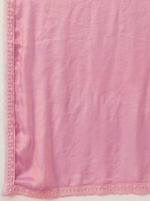 Trendmalls Chiffon Embroidery Sequence work Saree with Unstitched Blouse Piece 6