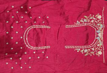 Trendmalls Satin Embroidery Sequence work Saree with Unstitched Blouse Piece 8