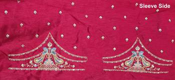 Trendmalls Satin Embroidery Sequence work Saree with Unstitched Blouse Piece 9