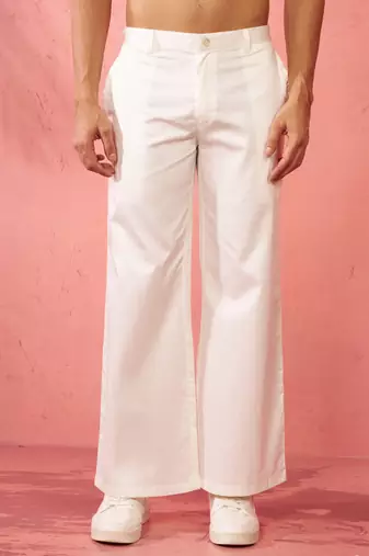 cream fine satin pants - festive traditional bottoms