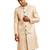 Men cream silk sherwani - maroon motif mandarin collar cutdana work wedding