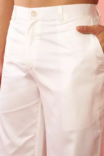 cream fine satin pants - festive traditional bottoms