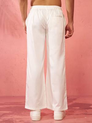 cream fine satin pants - festive traditional bottoms 5