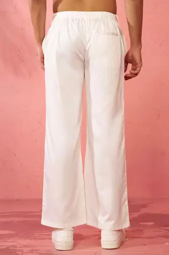 cream fine satin pants - festive traditional bottoms