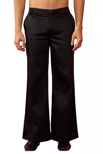 black fine satin pants - festive traditional bottoms