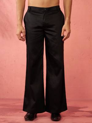 black fine satin pants - festive traditional bottoms 2