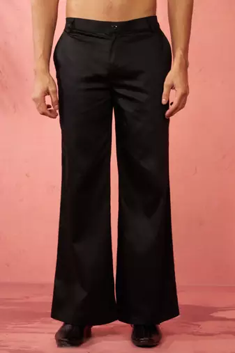 black fine satin pants - festive traditional bottoms