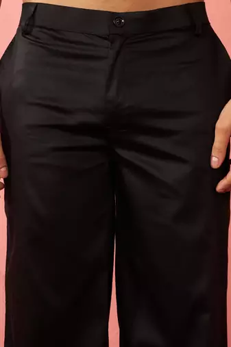 black fine satin pants - festive traditional bottoms