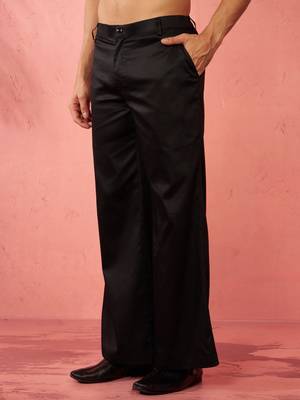 black fine satin pants - festive traditional bottoms 4