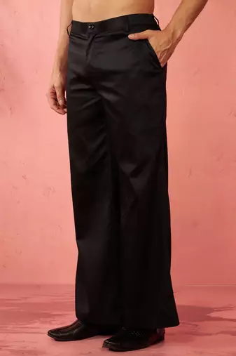 black fine satin pants - festive traditional bottoms