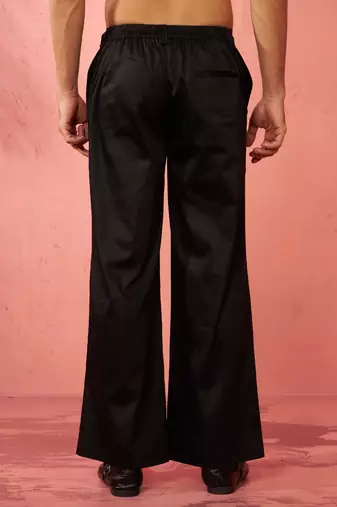 black fine satin pants - festive traditional bottoms