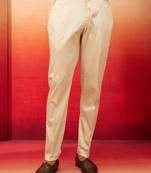 Men beige cotton lycra pants - versatile stretch bottom wear for all occasions