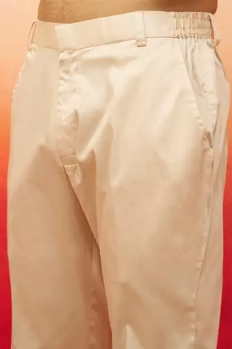 Men beige cotton lycra pants - versatile stretch bottom wear for all occasions