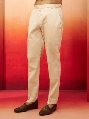 Men beige cotton lycra pants - versatile stretch bottom wear for all occasions 4