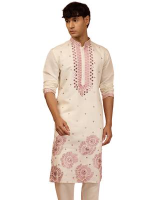 Men's Cram multi embroidered silk kurta - premium wedding festive 1