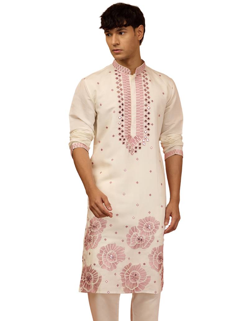 Men's Cram multi embroidered silk kurta - premium wedding festive