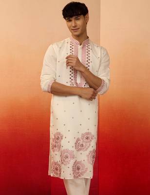 Men's Cram multi embroidered silk kurta - premium wedding festive 2