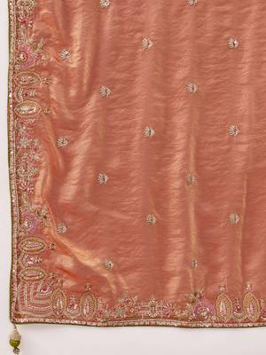 Satin Embroidery Sequence work Saree with Unstitched Blouse Piece 5