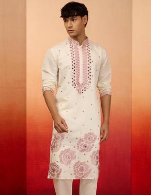 Men's Cram multi embroidered silk kurta - premium wedding festive 4