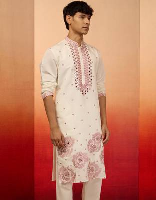 Men's Cram multi embroidered silk kurta - premium wedding festive 5