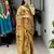 mustard color  all over printed shimmer saree with unstitched blouse