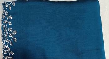 Satin Zarkan Work Saree with Unstitched Blouse Piece  5