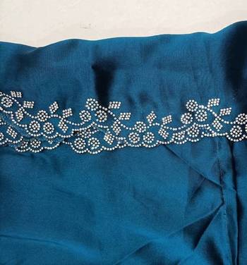 Satin Zarkan Work Saree with Unstitched Blouse Piece  6