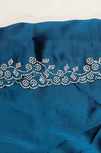 Trendmalls Satin Zarkan Work Saree with Unstitched Blouse Piece 