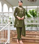 Women Embroidered Short Kurta With Palazzo & With Dupatta