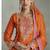 Orange chinon embroiedered palazzo suit