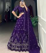 Purple georgette Sequin embroidery work lehenga choli with dupatta 