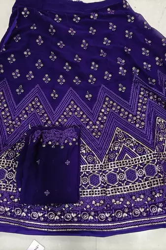 Trendmalls Purple georgette Sequin embroidery work lehenga choli with dupatta 