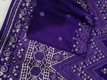 Purple georgette Sequin embroidery work lehenga choli with dupatta  4