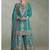 Turquoise chinon embroiedered palazzo suit