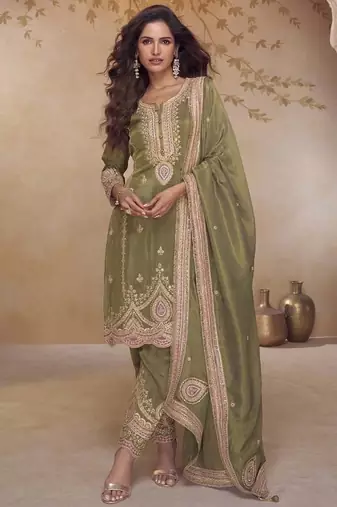 Mahendi simar silk embroidered designer salwar suit