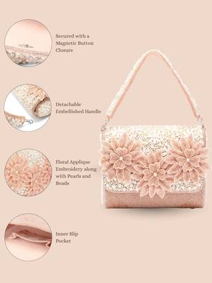 blush & bead dusty pink & pearl white floral cutwork embellished velvet clutch 3