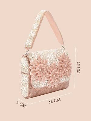 blush & bead dusty pink & pearl white floral cutwork embellished velvet clutch 4