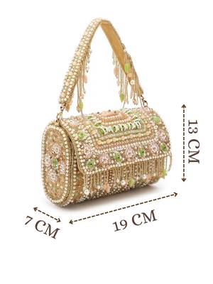 blush & bead beige & pastel multi accent beads embellished velvet clutch 4