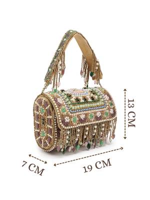 blush & bead metallic gold & pastel multi accent beads embellished velvet clutch 4