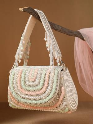 blush & bead silver & pastel multi crystal layered velvet clutch 1