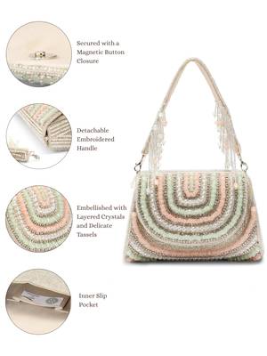 blush & bead silver & pastel multi crystal layered velvet clutch 3