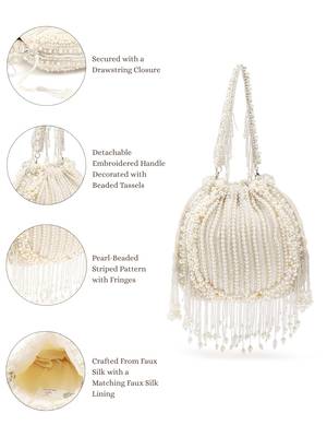 opal thread crystal white pearl beaded faux silk potli 3