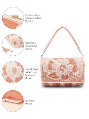 blush & bead pink & pearl white floral crystal beaded velvet clutch 3