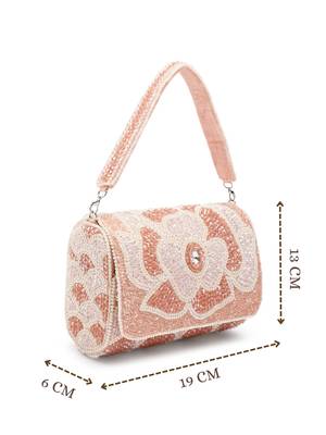 blush & bead pink & pearl white floral crystal beaded velvet clutch 4