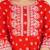 Red printed & handwork kurti, palazzo & dupatta set