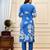 Sky blue printed & handwork kurta, pant & dupatta set