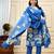 Sky blue printed & handwork kurta, pant & dupatta set
