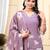 Lavender printed & handwork kurta, pant & dupatta set