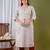 White printed & handwork kurta, pant  set
